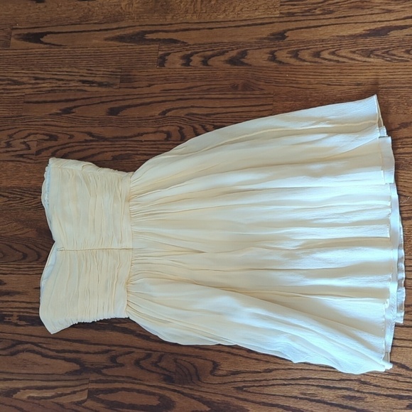 J. Crew Silk Cream Dress Arabelle Chiffon strapless Gossip Girls Flowy sz 2 - Picture 5 of 9